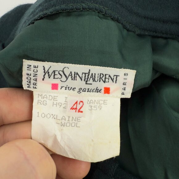 YVES SAINT LAURENT Vtg 100% Wool Heritage Pockets Designer Flared Midi Skirt 42 - Picture 8 of 13